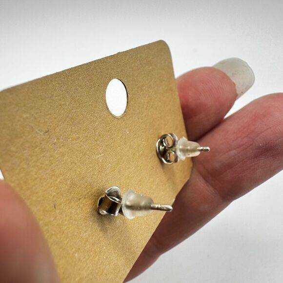 Mother of Pearl and Stamped Sterling silver post/ stud earrings! - Picture 11 of 15